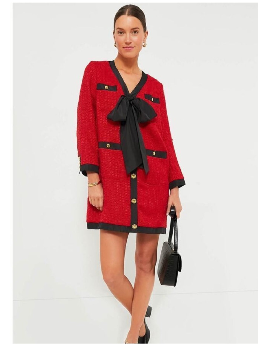 NWT POMANDER PLACE Red Coco Tweed Bow Dress Tuckernuck Size XXL *